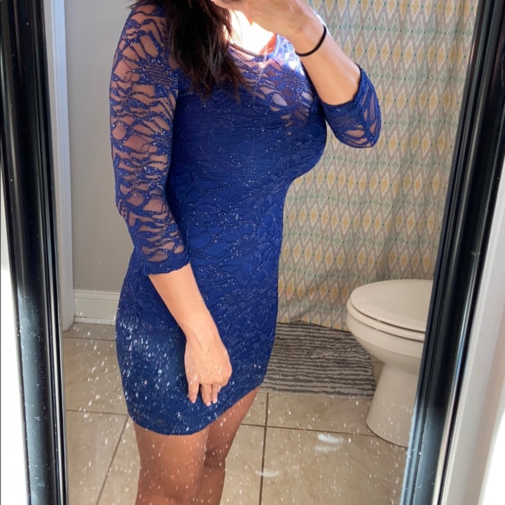 Royal blue lace and sparkle dress